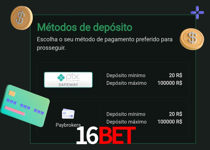 O cassino 16Bet oferece uma grande variedade de métodos de pagamento